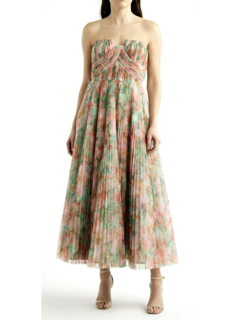 New Hutch Pleated Strapless Mesh Azalea Maxi Dress Size 2